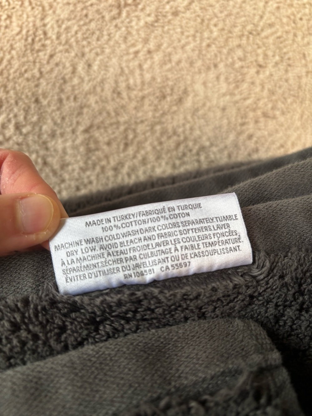 Restoration Hardware Black Organic Turkish Cotton Bath Towel - Picture 3 of 5